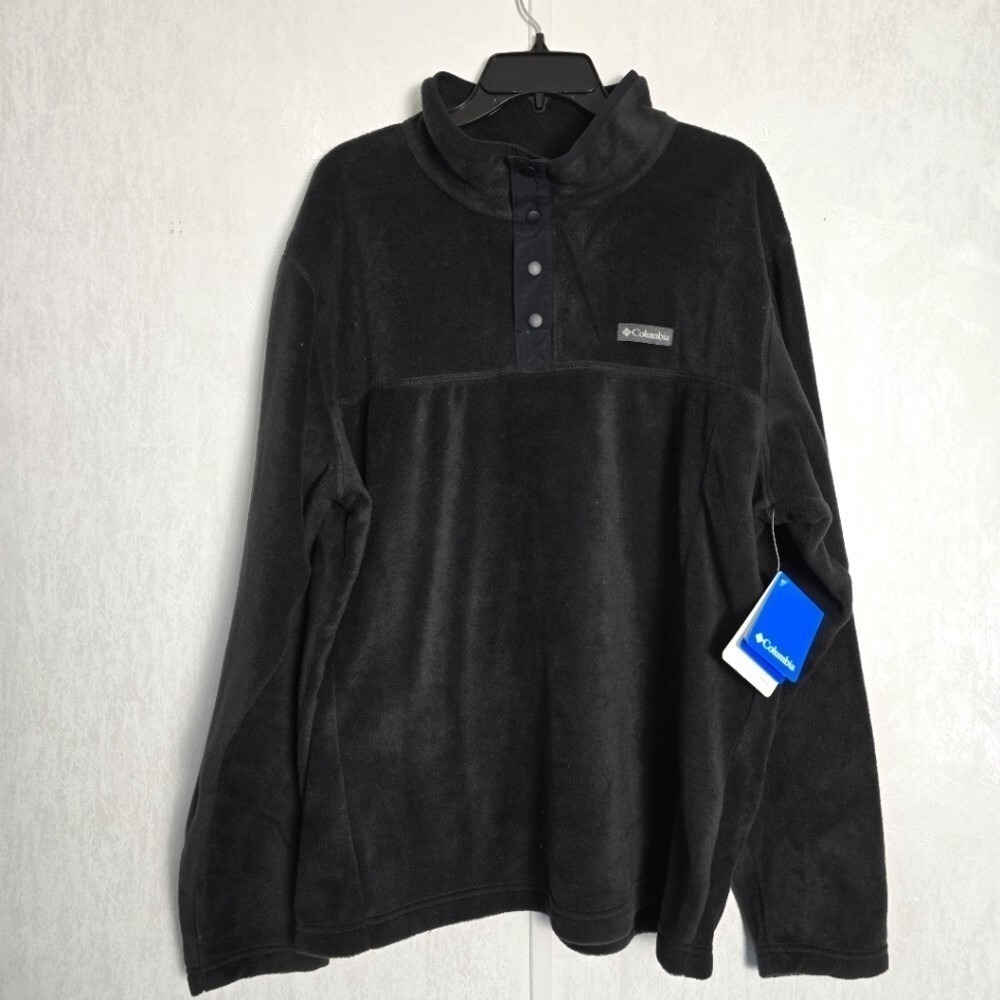 Columbia Men's XL Flattop Ridge Black Pullover Fleece Half Snap  NWT Fall Winter